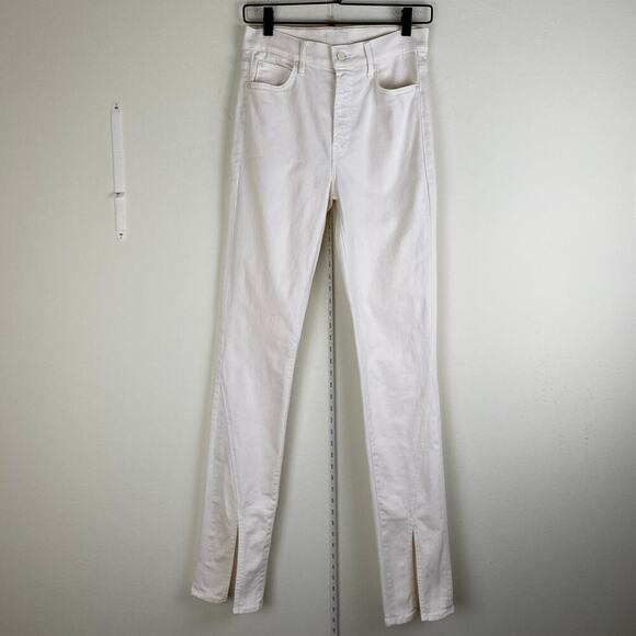 Mother The Rascal Sliced Up Heel Jeans Size 28 Antique White Cream Straight 35in - Picture 6 of 14